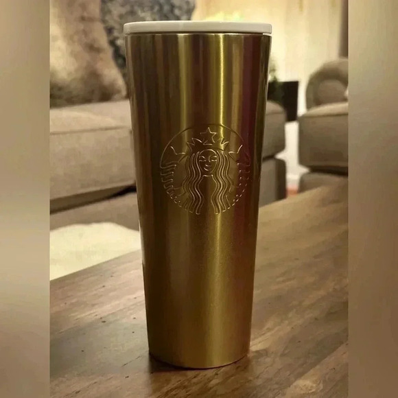 Starbucks Gold Sprkl Metallic Ombré Stainless Steel 24oz Cold Cup Venti Tumbler - Picture 1 of 6